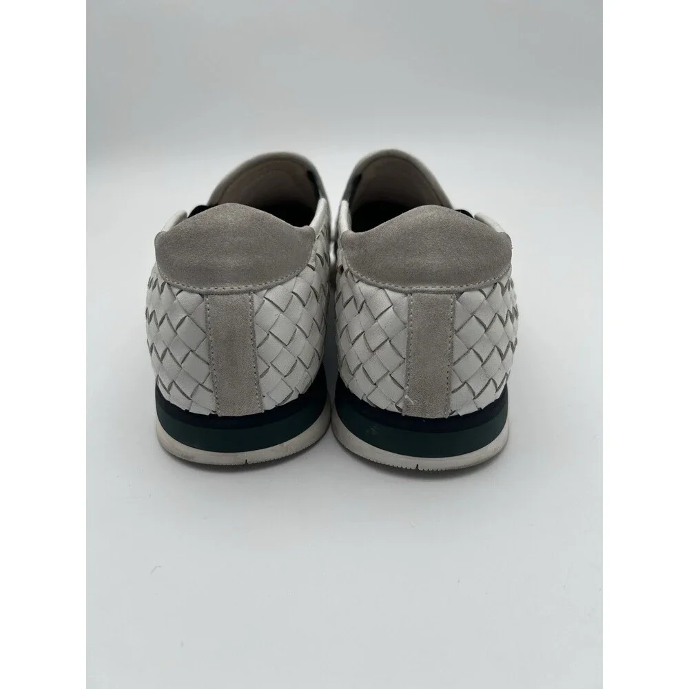 Bottega Veneta White Intrecciato Woven Leather Shoes Mens US 8.5-9 EU 42